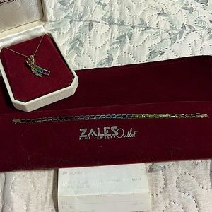 Zales Rainbow Necklace and Tennis Bracelet Set 14K Gold